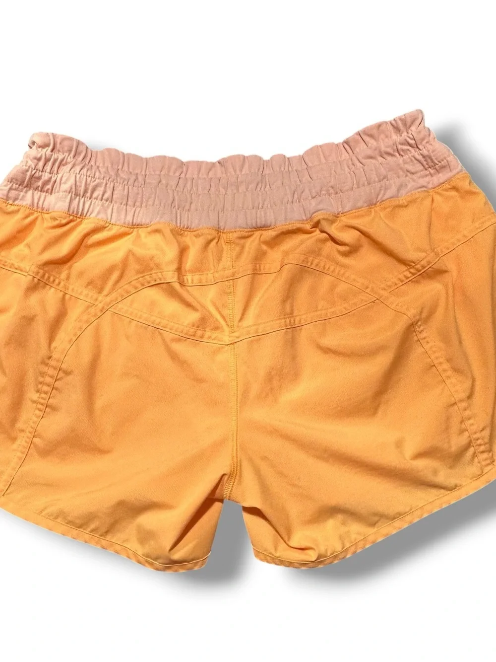LULULEMON Women’s “Track That” Shorts 4” High Rise 2 Tone Orange Size 8 EUC!